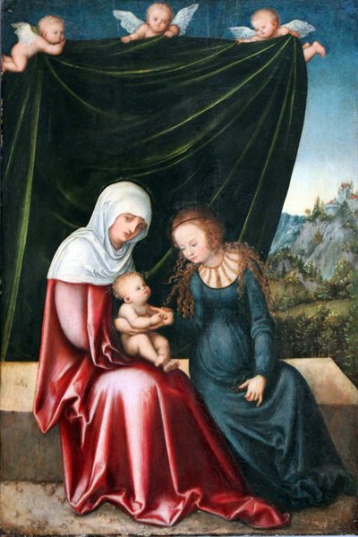 Saint Anne with the Virgin and Child on the Stone Bench by Lucas Cranach the Elder